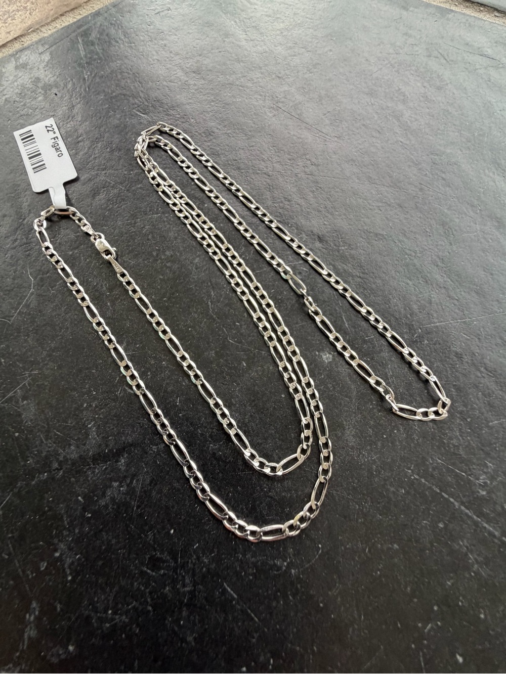 14kt White Gold Figaro Chain Necklace 22” long
